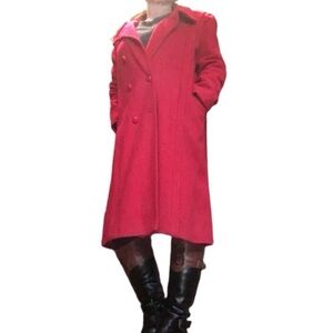 CAMPARI Red Wool Long Line Pea Coat